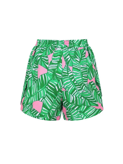Green Printed Surf Shorts Set
